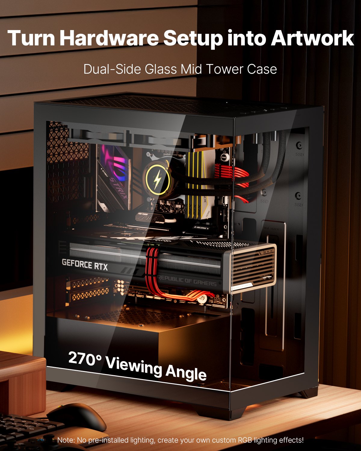 Desktops & Accessories: VEVOR PC Gaming Case Mid-Tower Computer Case with 2 Fans for ATX Motherboard