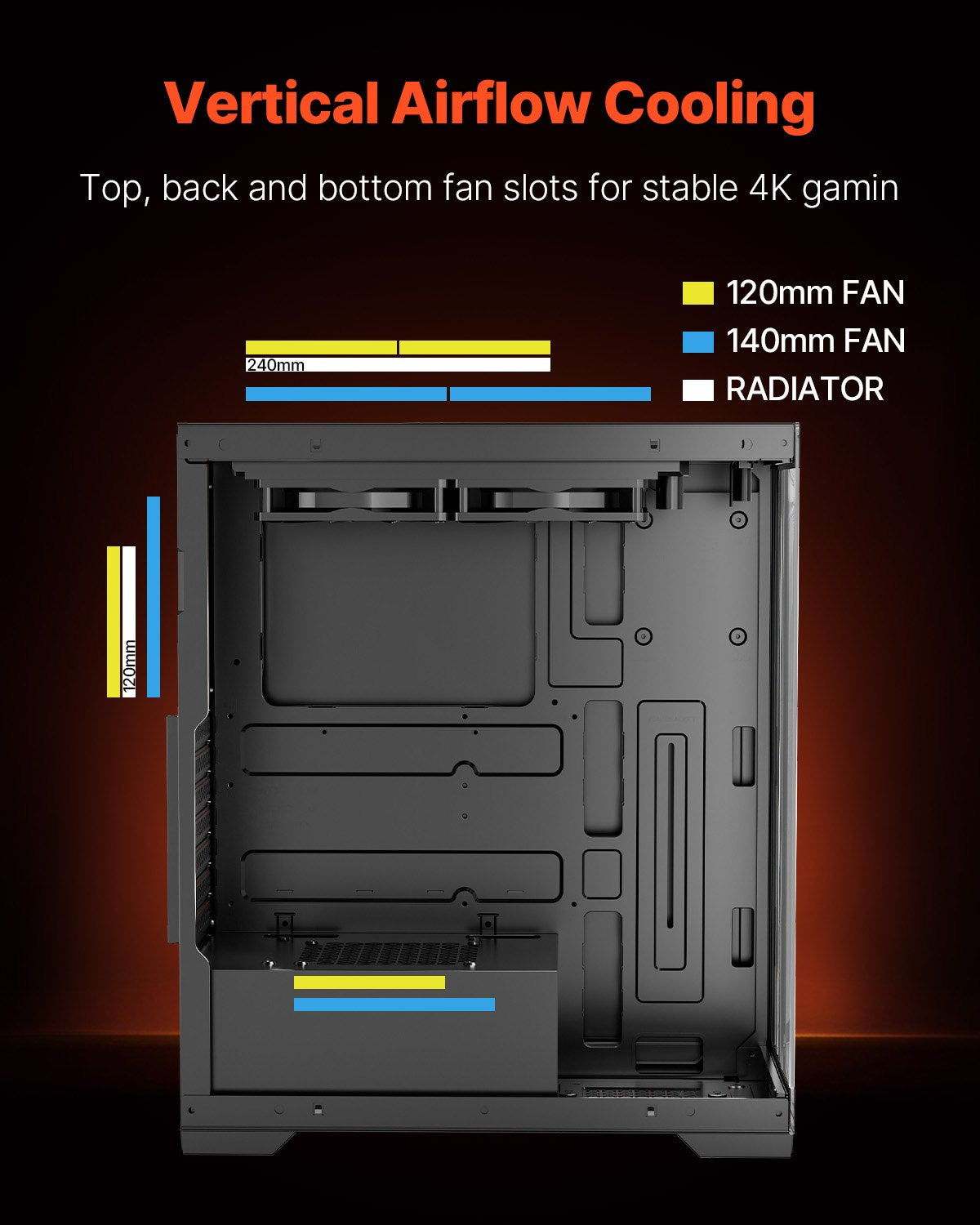 Desktops & Accessories: VEVOR PC Gaming Case Mid-Tower Computer Case with 2 Fans for ATX Motherboard