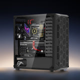 Desktops & Accessories: VEVOR PC Gaming Case, Mid-Tower, Computer Case with High-Airflow Tempered Glass Panel, Dust Filter, 4 x 120 mm Fans, Cable Management, for GPU up to 270 mm in Length, Compatible with ATX/M-ATX/ITX