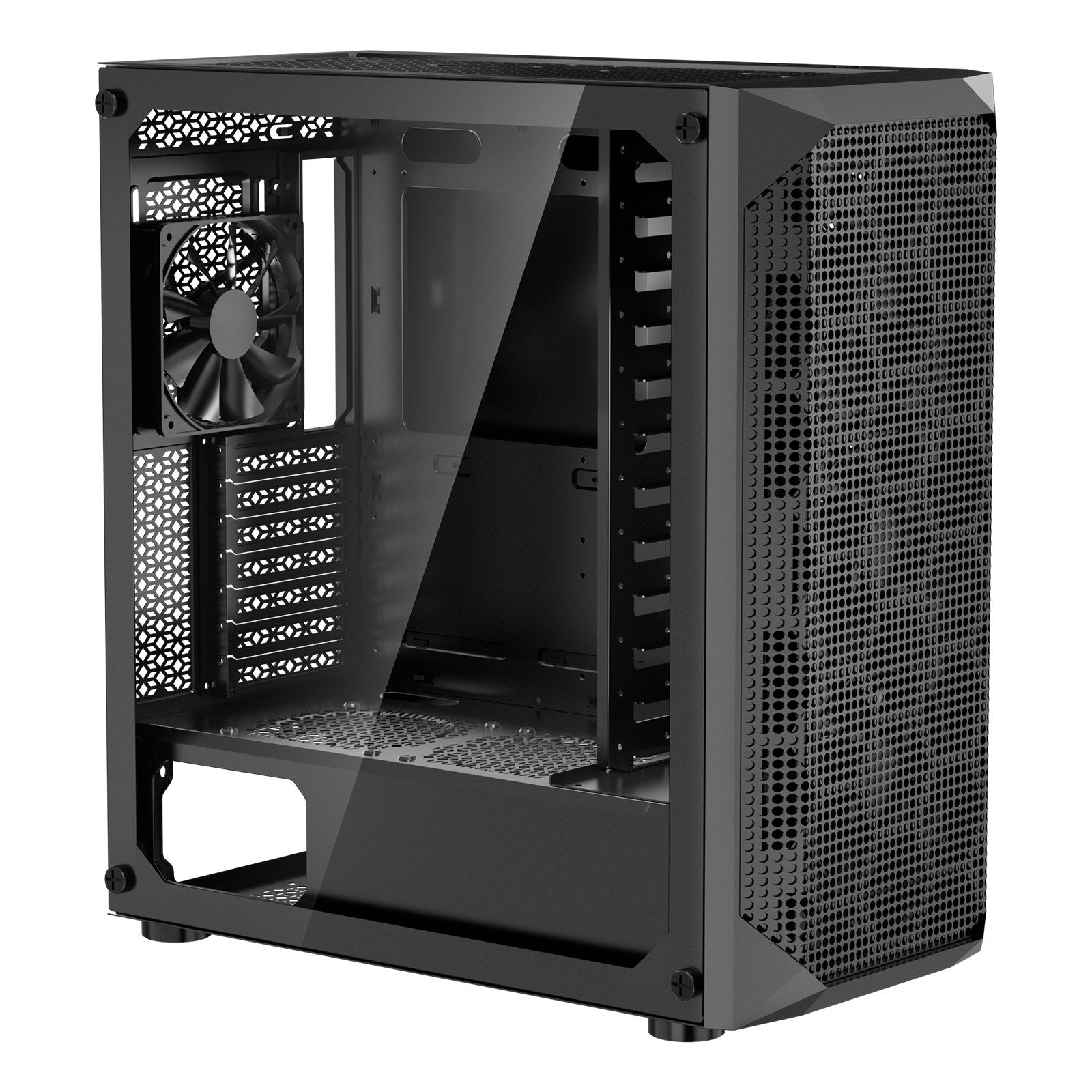 Desktops & Accessories: VEVOR PC Gaming Case, Mid-Tower, Computer Case with High-Airflow Tempered Glass Panel, Dust Filter, 4 x 120 mm Fans, Cable Management, for GPU up to 270 mm in Length, Compatible with ATX/M-ATX/ITX