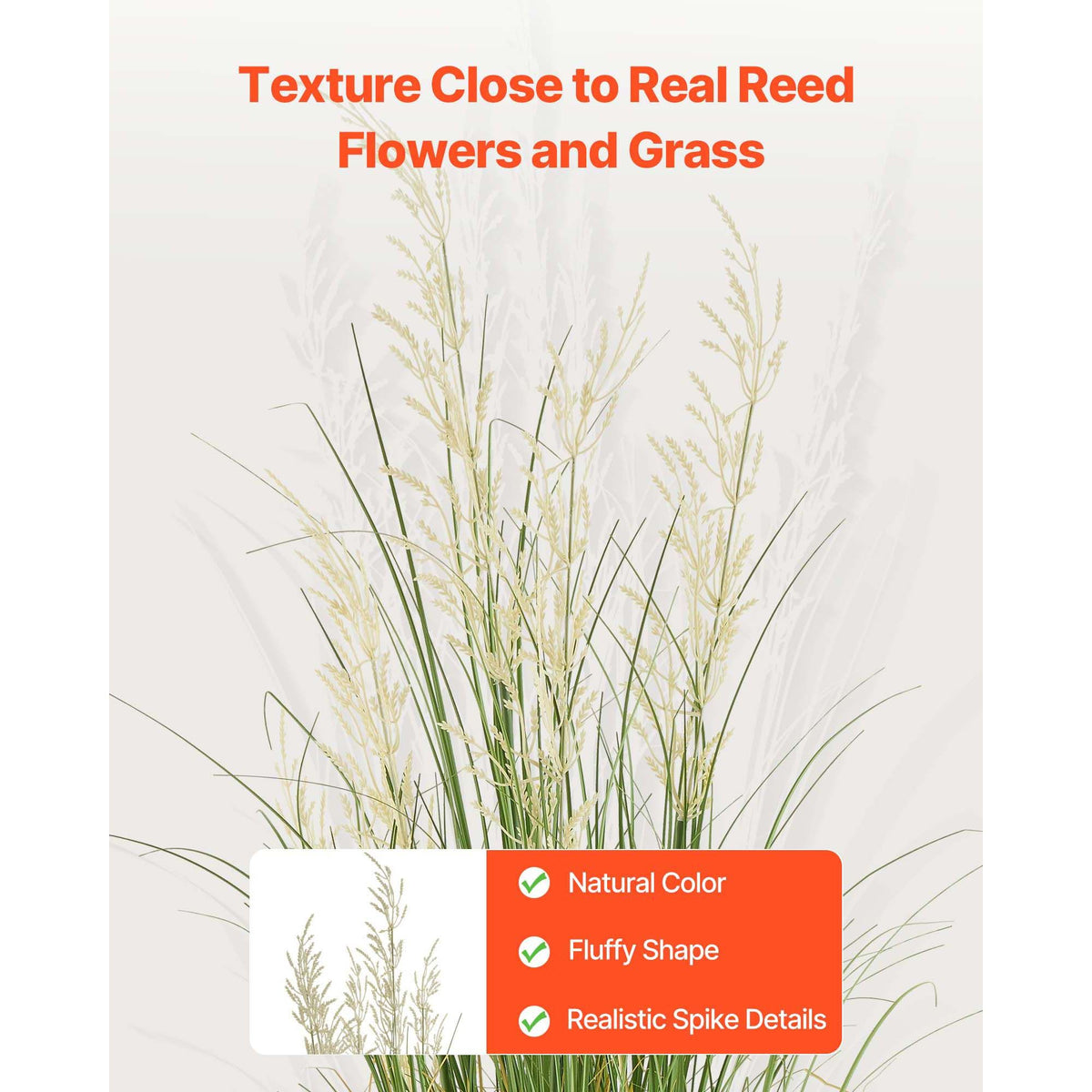 Artificial Grass Plant, 1194mm Reed Flower Grass in Pot, Premium PVC Faux Fake Greenery Shrubs Plant for Indoor Outdoor House Home Garden Office Room Décor, Housewarming, 1 Pack Green