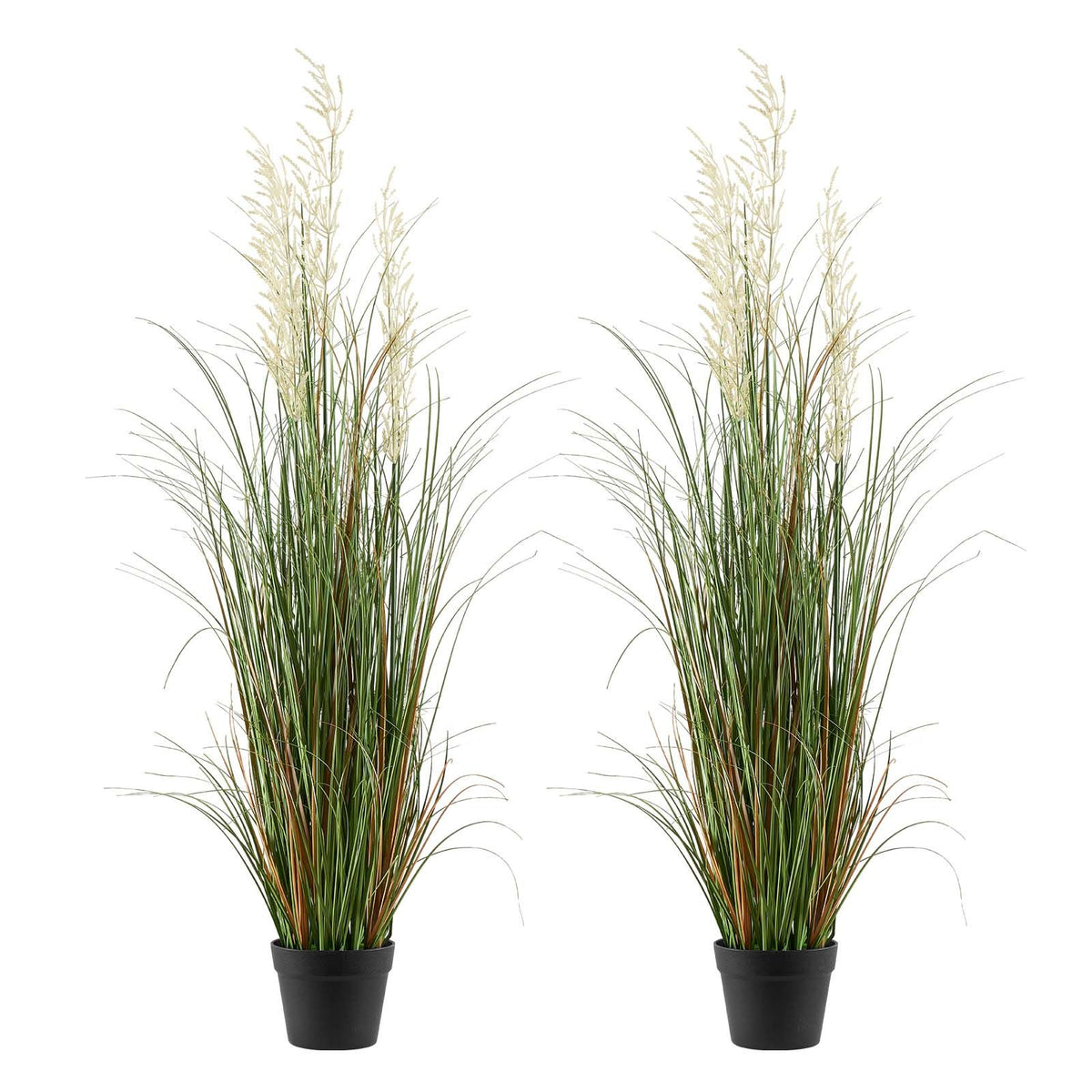Artificial Grass Plant, 2 Pack 1194mm Reed Flower Grass in Pot, Premium PVC Faux Fake Greenery Shrubs Plant for Indoor Outdoor House Home Garden Office Room Décor, Housewarming, Green