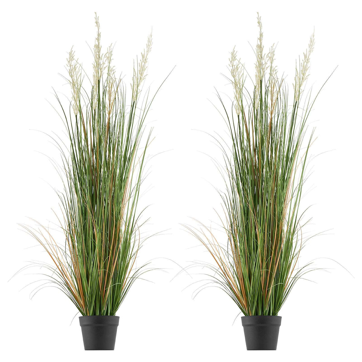 Artificial Grass Plant, 2 Pack 1194mm Reed Flower Grass in Pot, Premium PVC Faux Fake Greenery Shrubs Plant for Indoor Outdoor House Home Garden Office Room Décor, Housewarming, Green