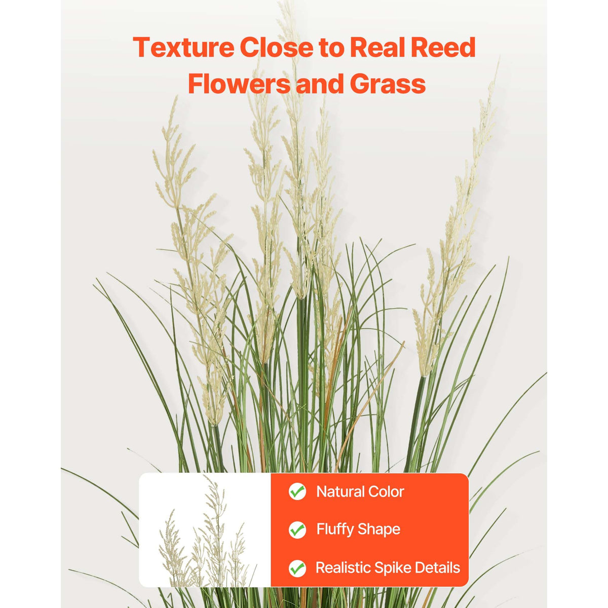 Artificial Grass Plant, 2 Pack 1499mm Faux Reed Flower Grass in Pot, Premium PVC Fake Greenery Shrubs Plant for Indoor Outdoor House Home Garden Office Room Décor, Housewarming, Green