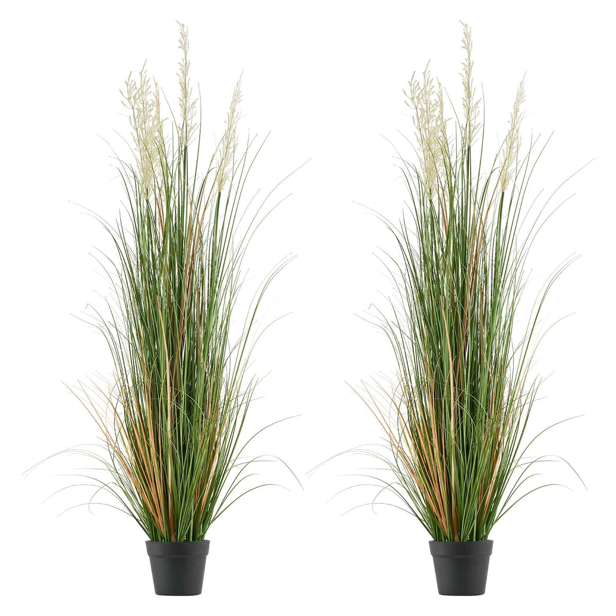 Artificial Grass Plant, 2 Pack 1499mm Faux Reed Flower Grass in Pot, Premium PVC Fake Greenery Shrubs Plant for Indoor Outdoor House Home Garden Office Room Décor, Housewarming, Green