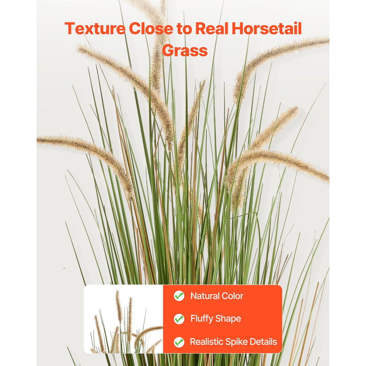 Artificial Grass Plant, 2 Pack 1194mm Horsetail Reed Grass in Pot, Premium PVC Faux Fake Greenery Shrubs Plant for Indoor Outdoor House Home Garden Office Room Décor, Housewarming, Green
