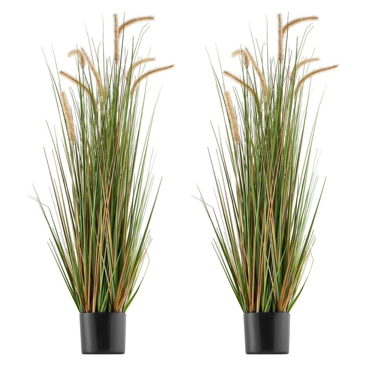 Artificial Grass Plant, 2 Pack 1194mm Horsetail Reed Grass in Pot, Premium PVC Faux Fake Greenery Shrubs Plant for Indoor Outdoor House Home Garden Office Room Décor, Housewarming, Green