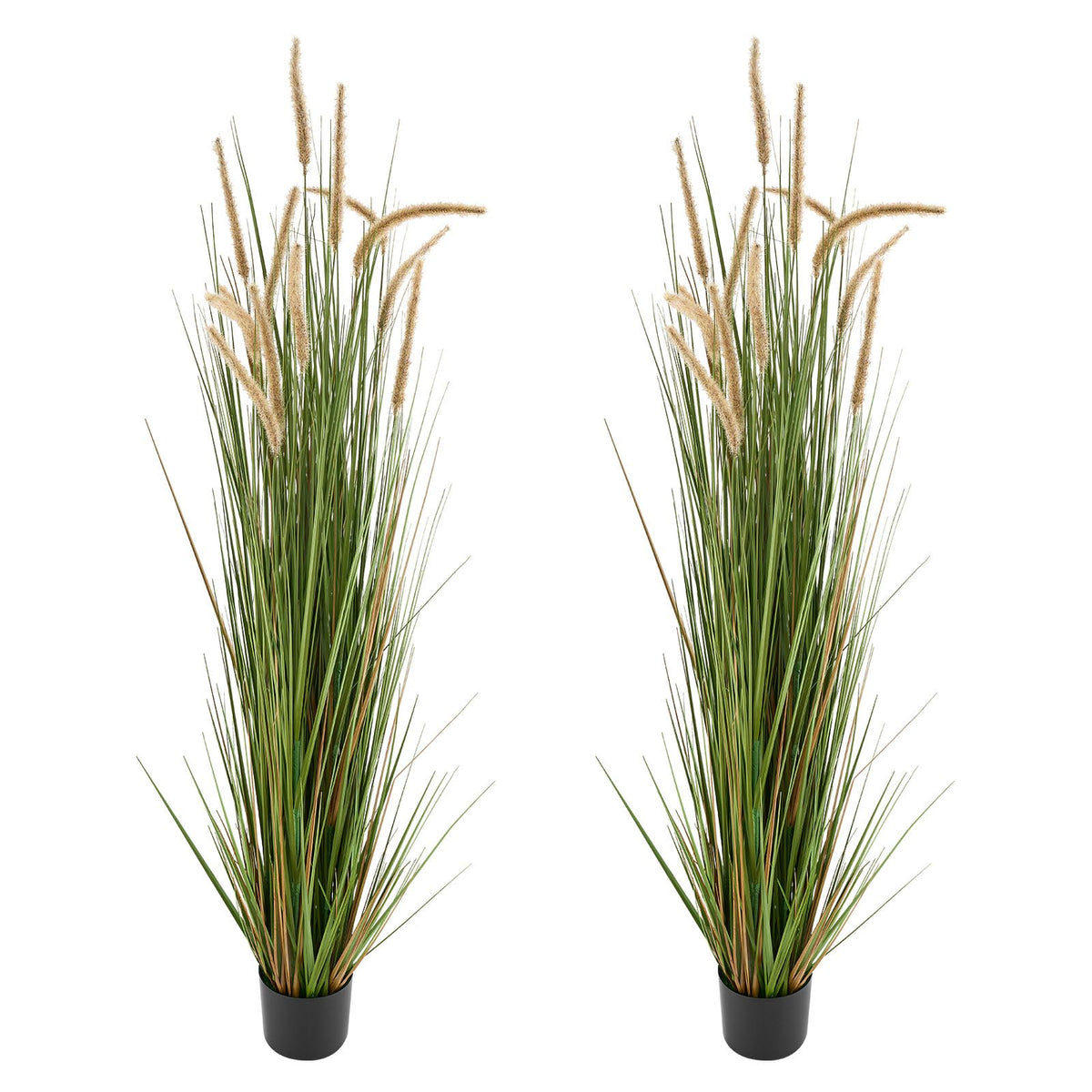 Artificial Grass Plant, 2 Pack 1499mm Horsetail Reed Grass in Pot, Premium PVC Faux Fake Greenery Shrubs Plant for Indoor Outdoor House Home Garden Office Room Décor, Housewarming, Green