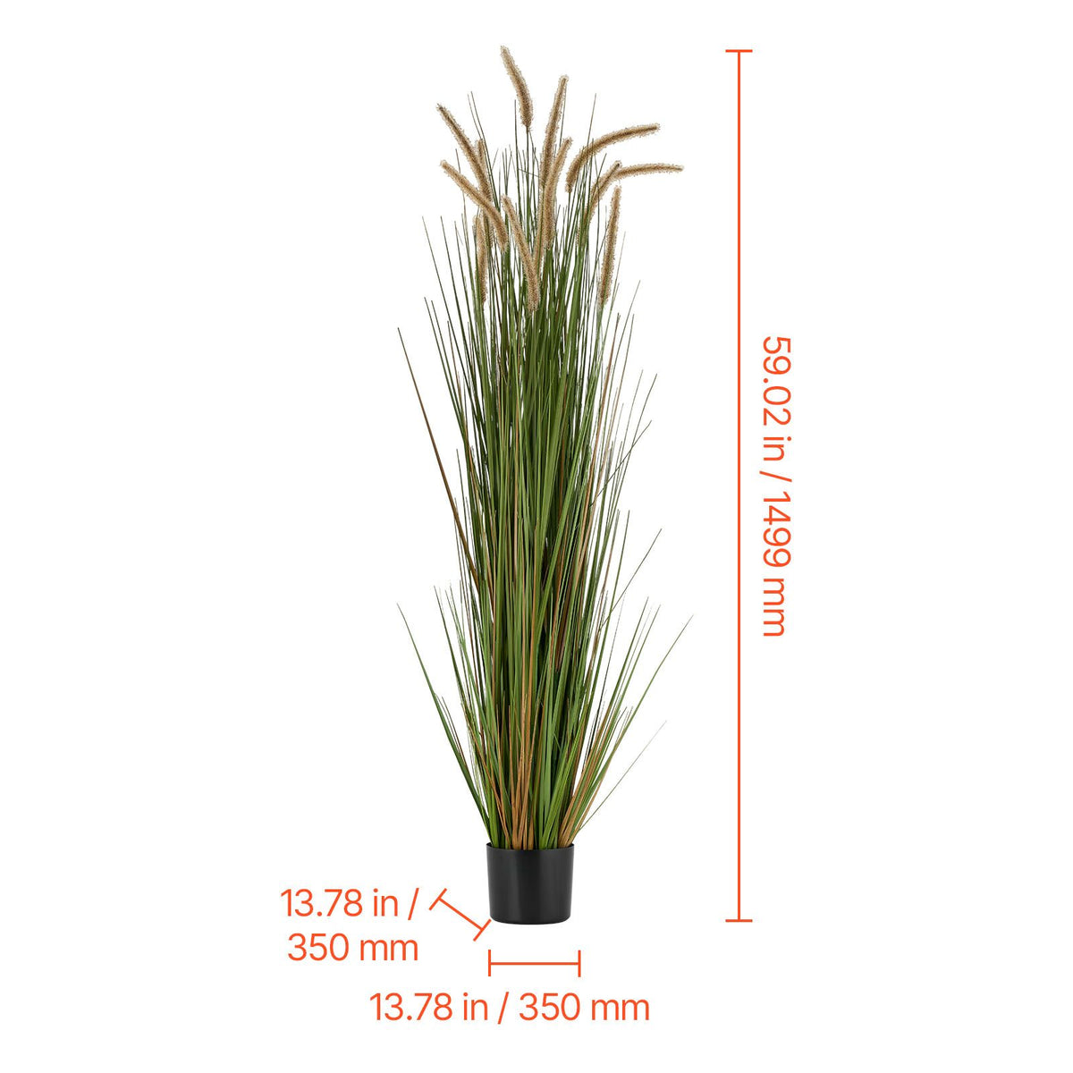 Artificial Grass Plant, 2 Pack 1499mm Horsetail Reed Grass in Pot, Premium PVC Faux Fake Greenery Shrubs Plant for Indoor Outdoor House Home Garden Office Room Décor, Housewarming, Green