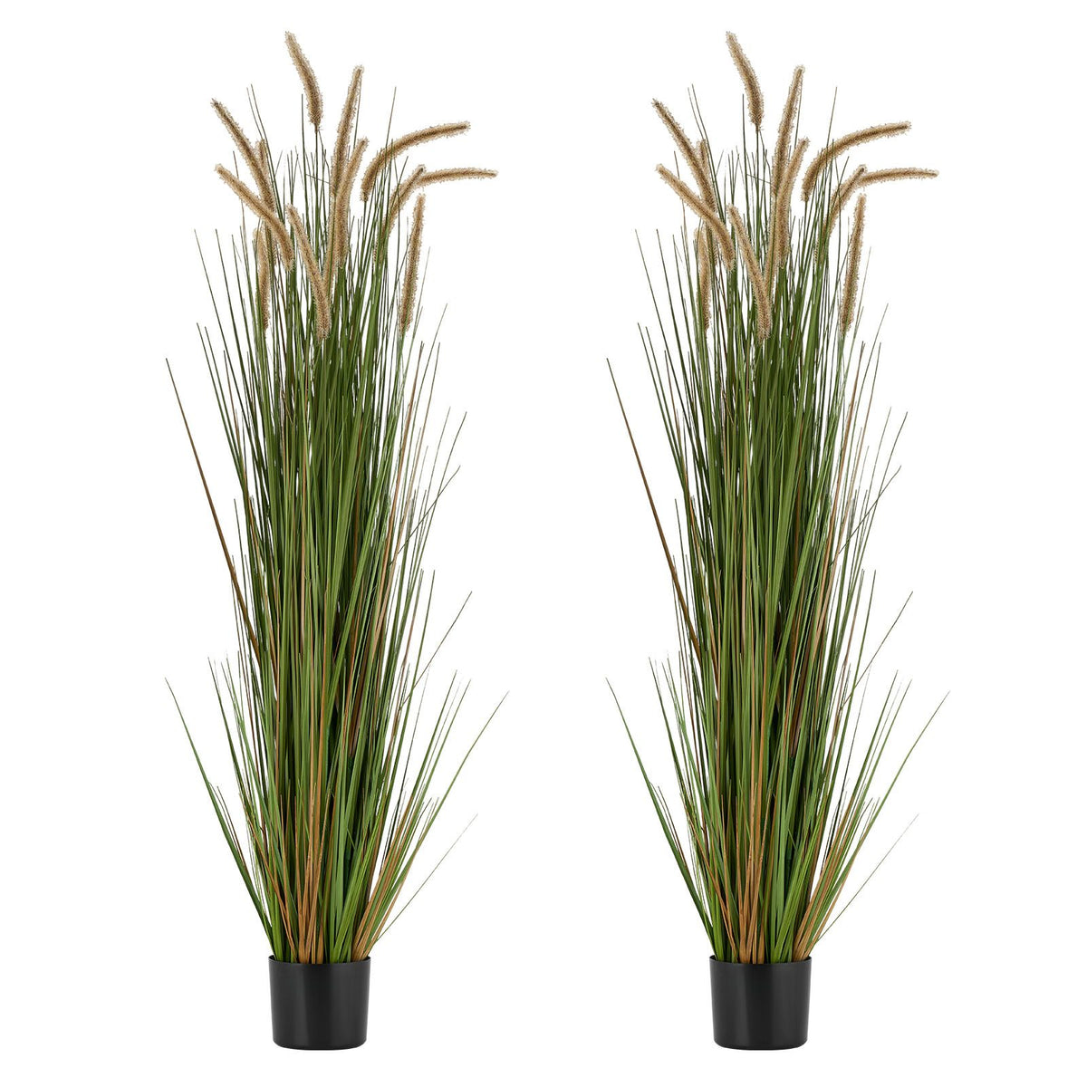 Artificial Grass Plant, 2 Pack 1499mm Horsetail Reed Grass in Pot, Premium PVC Faux Fake Greenery Shrubs Plant for Indoor Outdoor House Home Garden Office Room Décor, Housewarming, Green