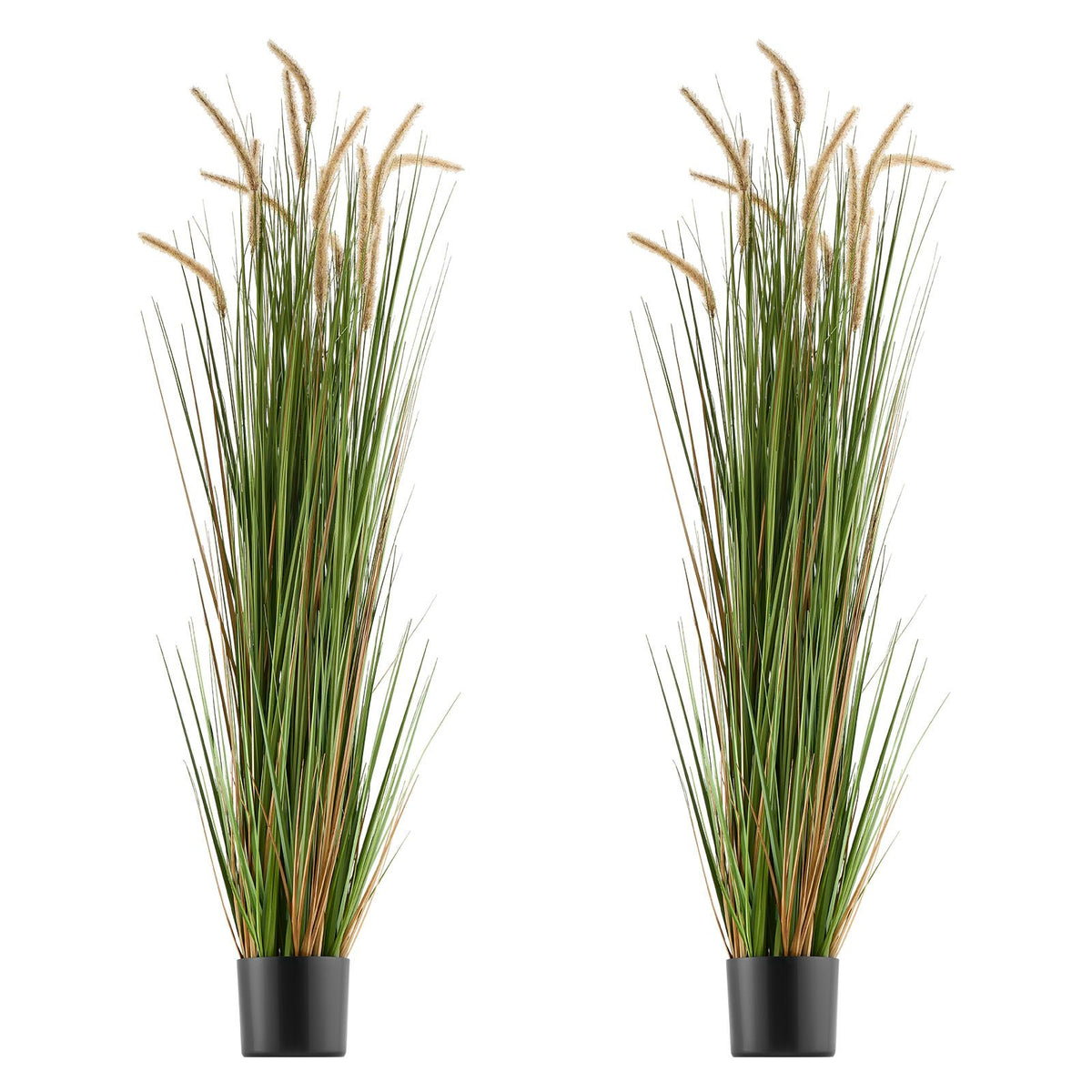 Artificial Grass Plant, 2 Pack 1499mm Horsetail Reed Grass in Pot, Premium PVC Faux Fake Greenery Shrubs Plant for Indoor Outdoor House Home Garden Office Room Décor, Housewarming, Green