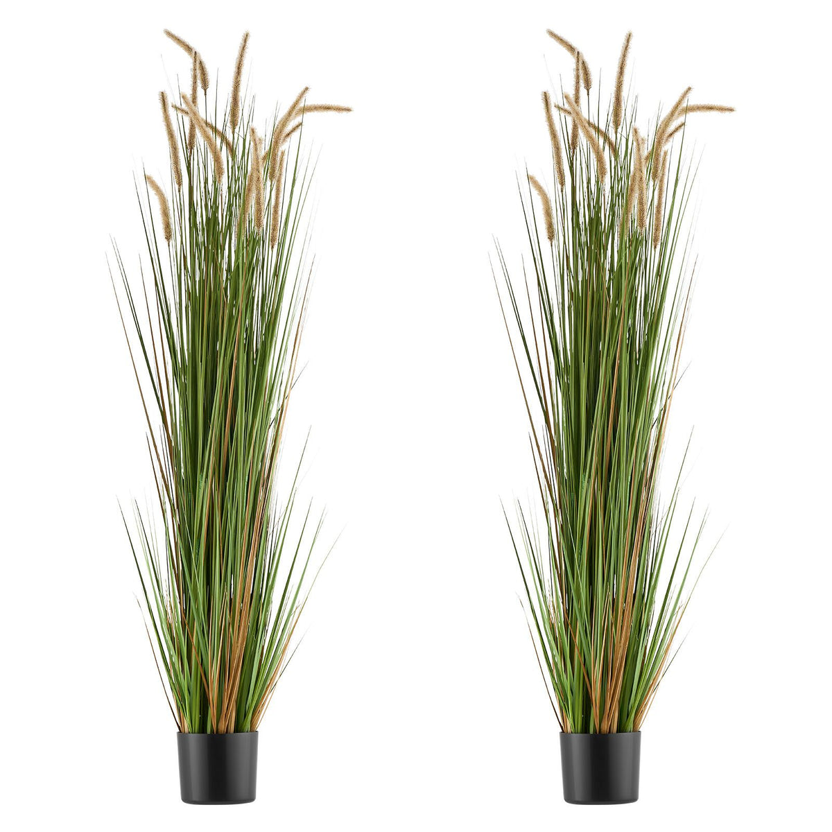Artificial Grass Plant, 2 Pack 1499mm Horsetail Reed Grass in Pot, Premium PVC Faux Fake Greenery Shrubs Plant for Indoor Outdoor House Home Garden Office Room Décor, Housewarming, Green
