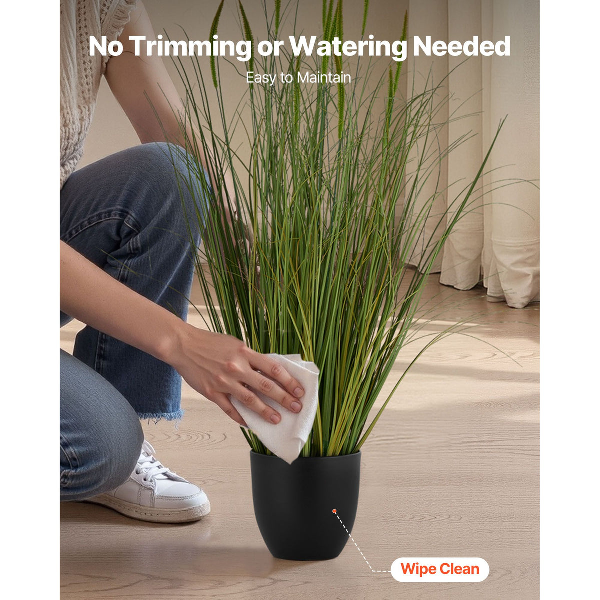 Artificial Grass Plant, 2 Pack 889mm Cattail Grass in Pot, Premium PVC Faux Fake Greenery Shrubs Plant for Indoor Outdoor House Home Garden Office Room Décor, Housewarming, Green
