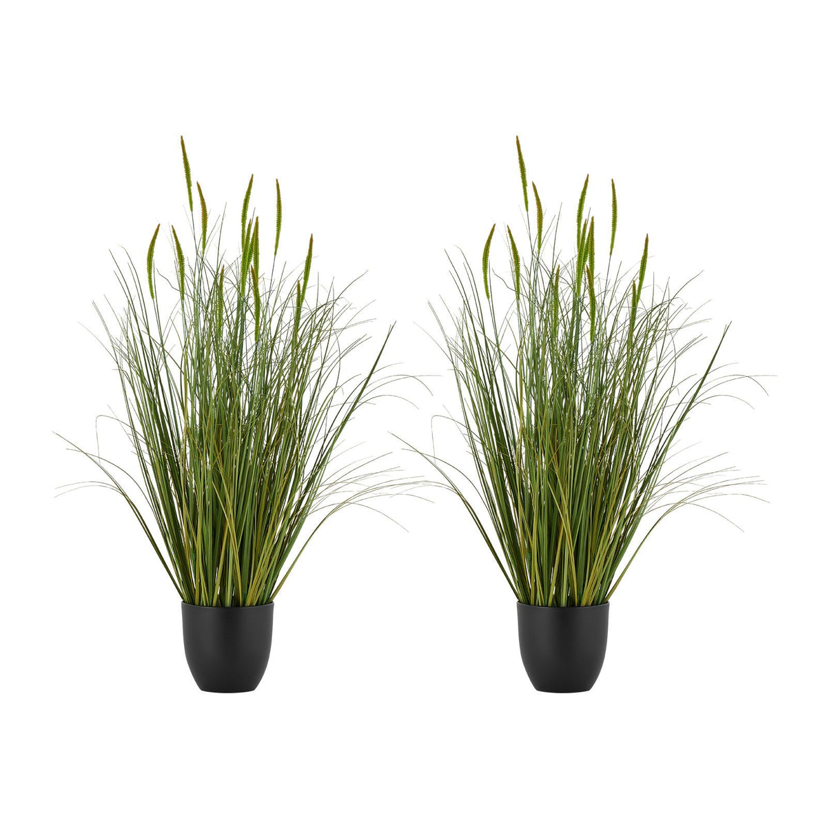 Artificial Grass Plant, 2 Pack 889mm Cattail Grass in Pot, Premium PVC Faux Fake Greenery Shrubs Plant for Indoor Outdoor House Home Garden Office Room Décor, Housewarming, Green