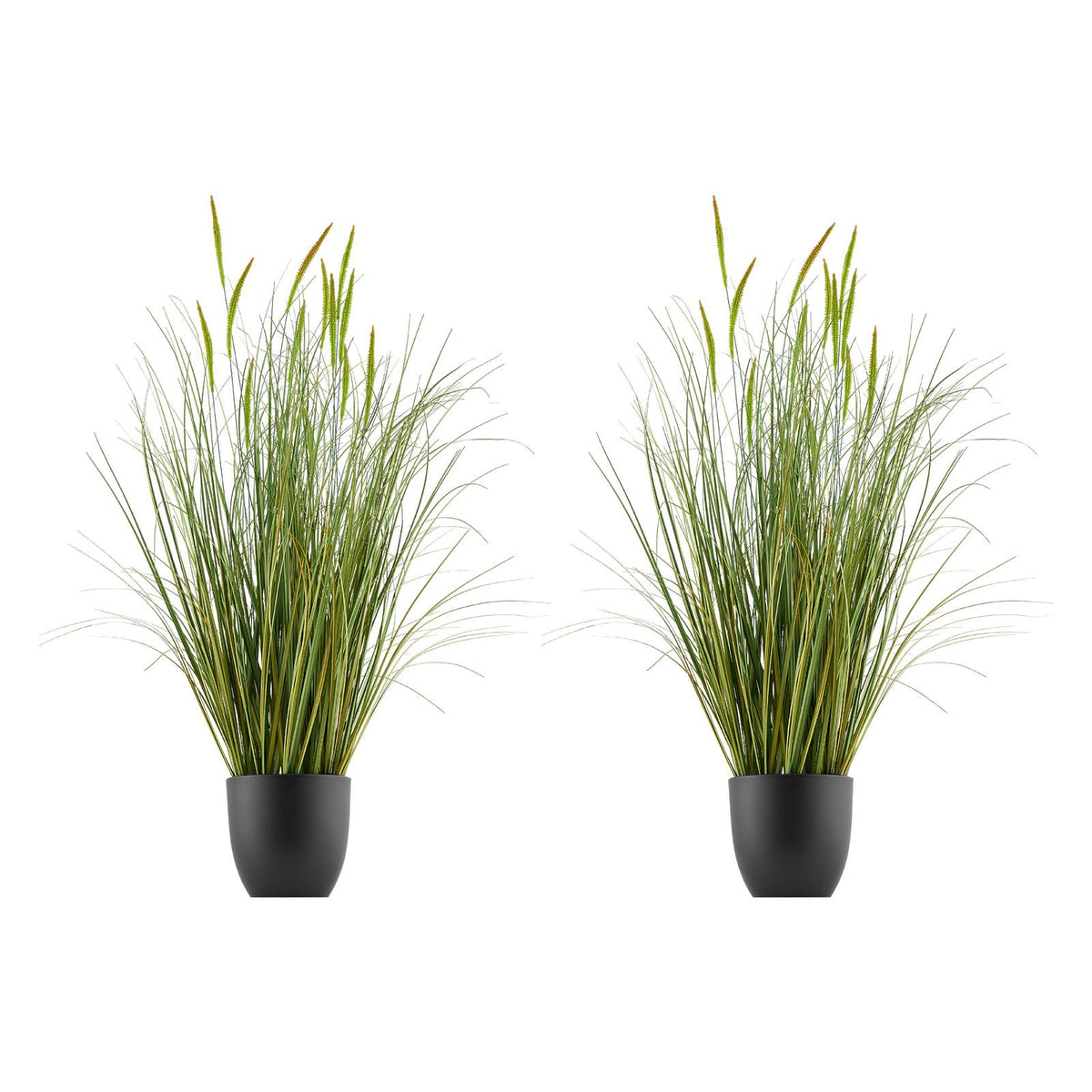 Artificial Grass Plant, 2 Pack 889mm Cattail Grass in Pot, Premium PVC Faux Fake Greenery Shrubs Plant for Indoor Outdoor House Home Garden Office Room Décor, Housewarming, Green