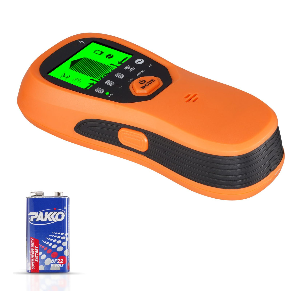 Stud Finder Wall Scanner, 5 in 1, Electronic Wall Stud Detector with Smart Sensor, High-Definition LCD Display and Audio Alarm, for the Center and Edge of Metal, AC Wire, Joists, Pipes, Orange
