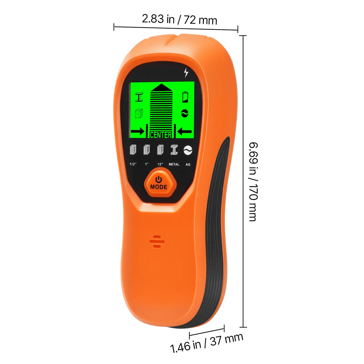Stud Finder Wall Scanner, 5 in 1, Electronic Wall Stud Detector with Smart Sensor, High-Definition LCD Display and Audio Alarm, for the Center and Edge of Metal, AC Wire, Joists, Pipes, Orange