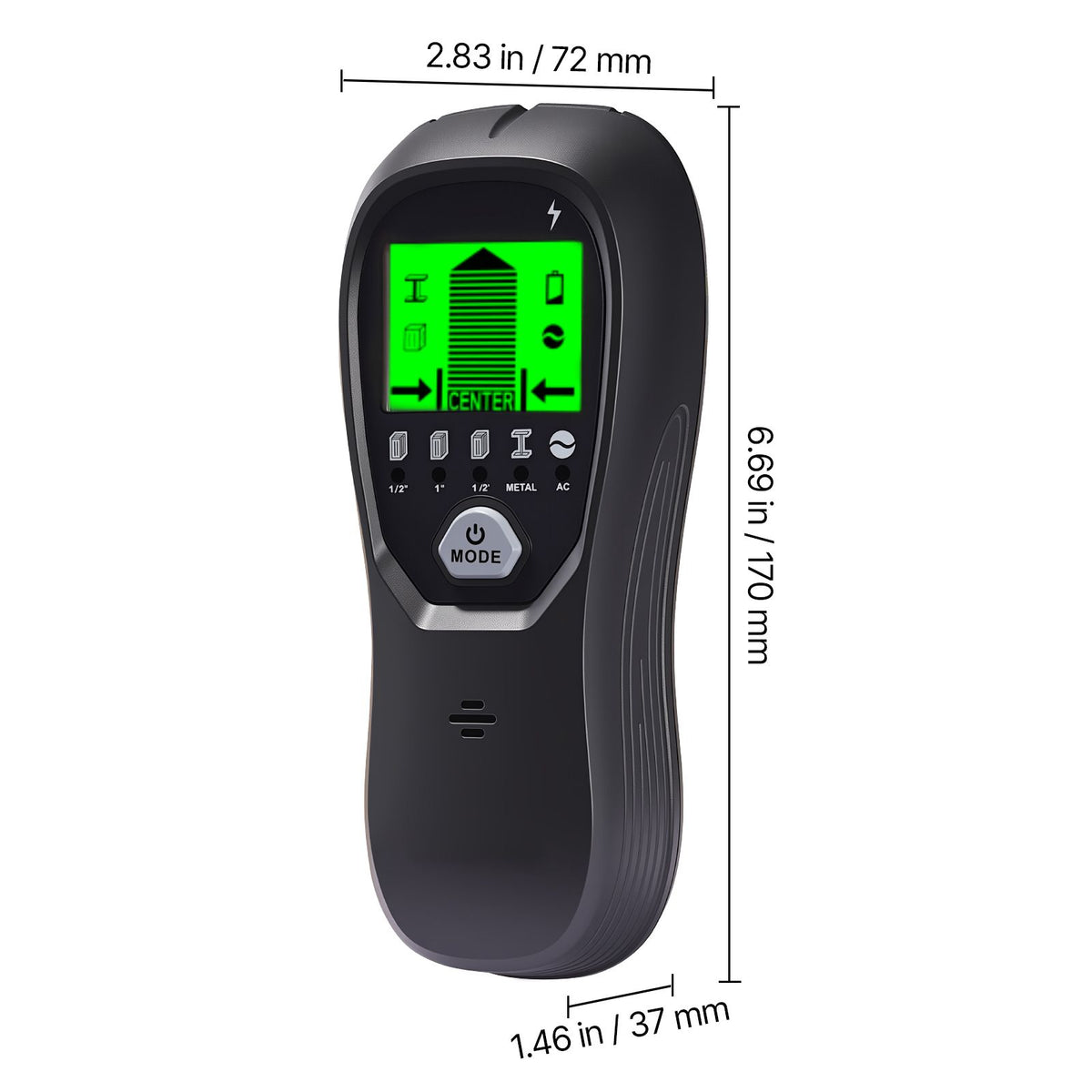 Stud Finder Wall Scanner, 5 in 1, Electronic Wall Stud Detector with Smart Sensor, High-Definition LCD Display and Audio Alarm, for the Center and Edge of Metal, AC Wire, Joists, Pipes, Black