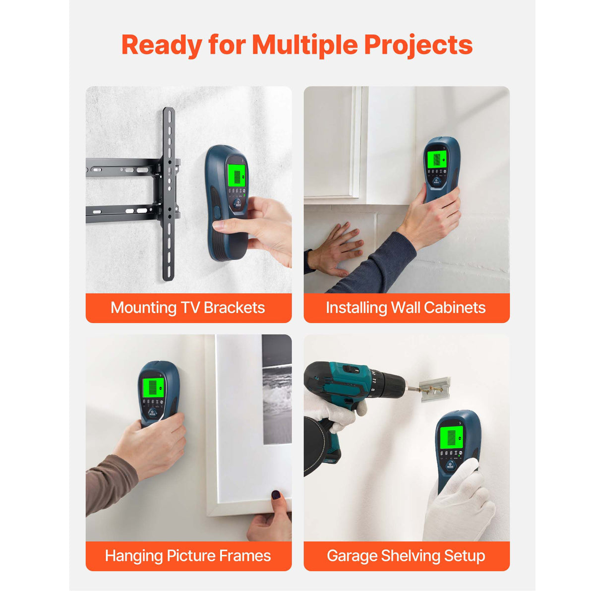 Stud Finder Wall Scanner, 5 in 1, Electronic Wall Stud Detector with Smart Sensor, High-Definition LCD Display and Audio Alarm, for the Center and Edge of Metal, AC Wire, Joists, Pipes, Blue