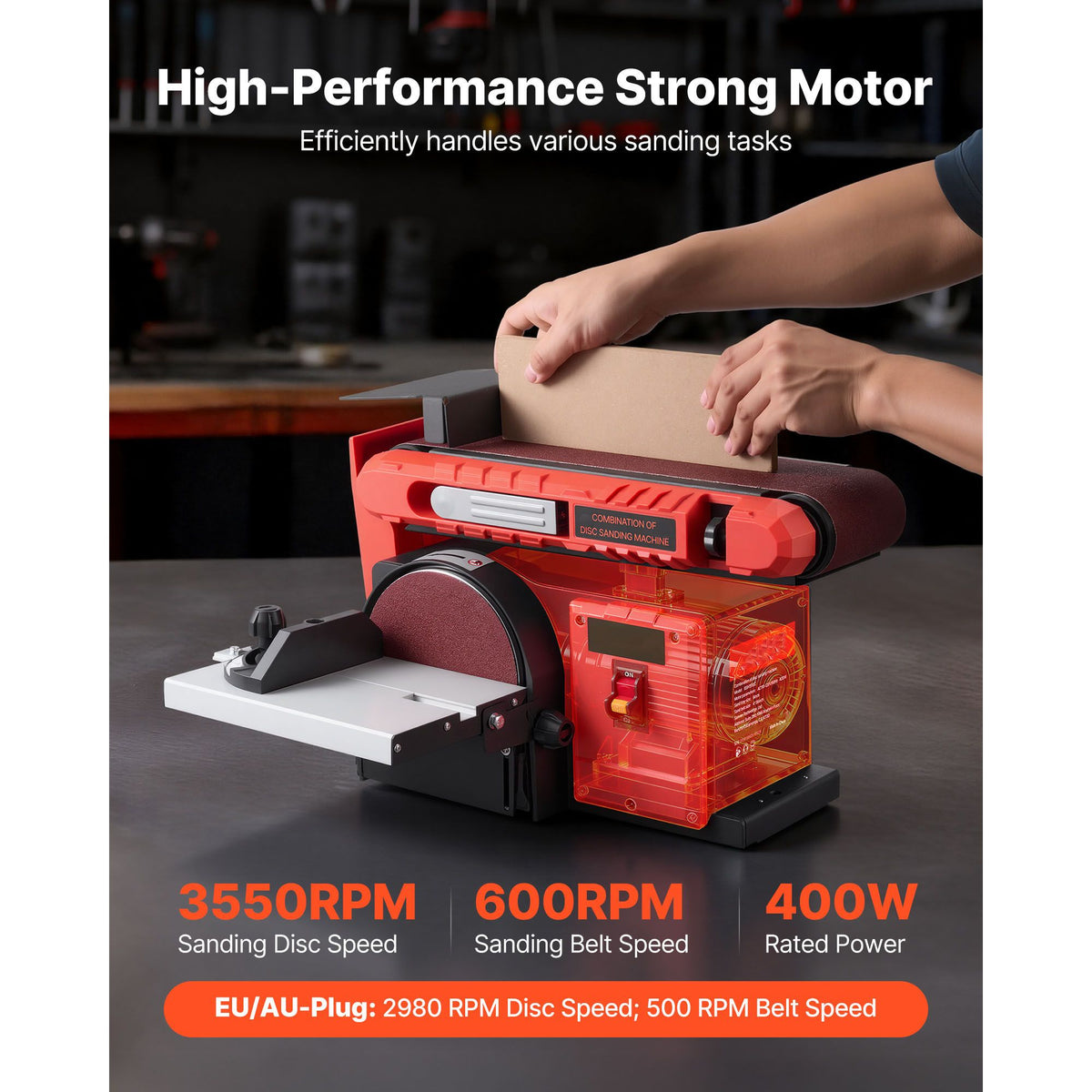152.4mm Disc Sander & 101.6mm x 914.4mm Belt Sander, 400W Professional Belt Disc Sanders Combo with 0 - 45° Adjustable Worktable, Dust Collection Port for Woodworking & DIY Crafting