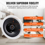 VEVOR 4 PCs 165.1 mm Bluetooth in Ceiling Speakers, 150W, Flush Mount Ceiling & in-Wall Speaker System with Impedance 89dB Sensitivity, for Home Kitchen Living Room Bedroom or Covered Porches