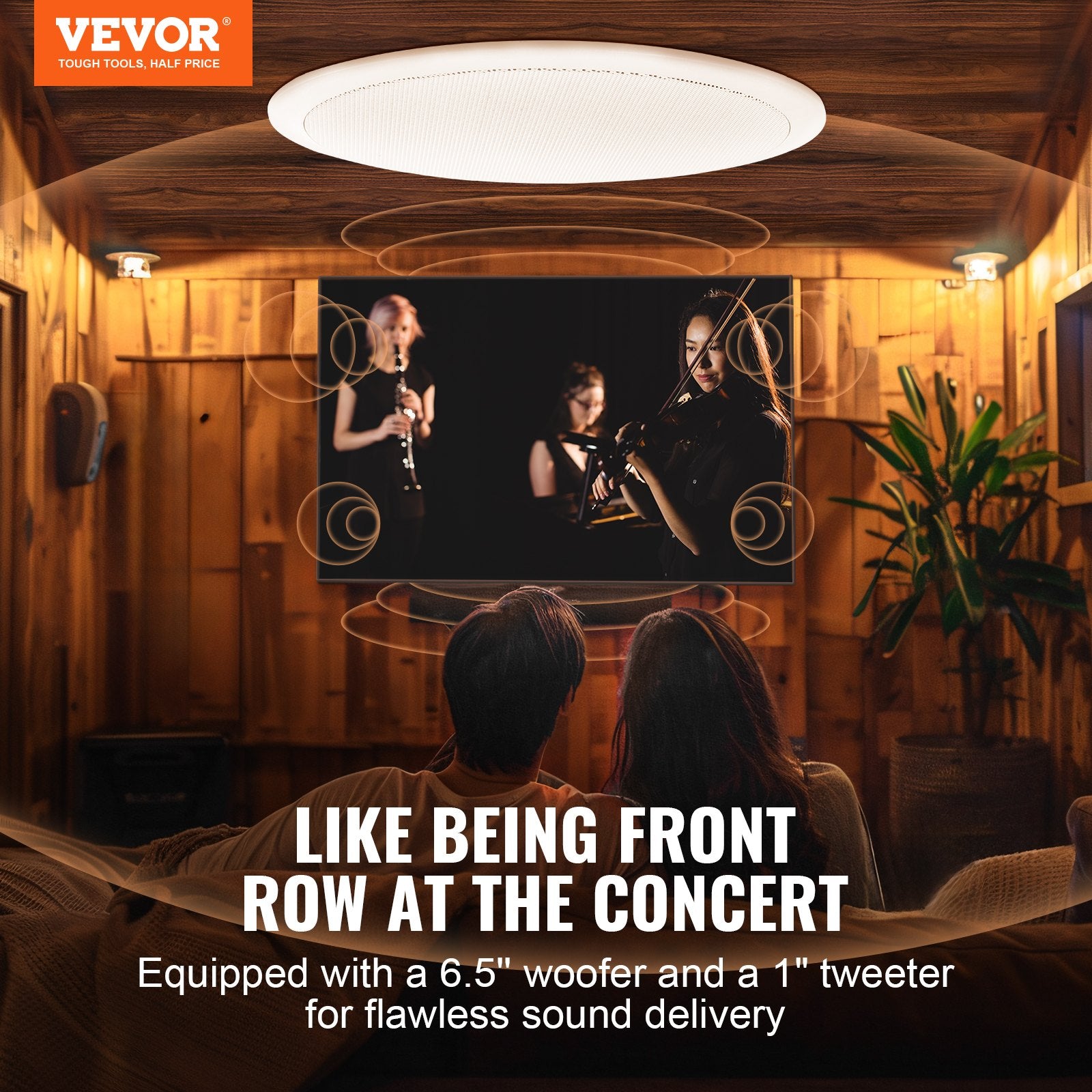 Mouse & Accessories: VEVOR 165.1 mm in Ceiling Speakers, 150-Watts, Flush Mount Ceiling & in-Wall Speakers System with 8ΩImpedance 89dB Sensitivity, for Home Kitchen Living Room Bedroom or Covered Outdoor Porches, Single