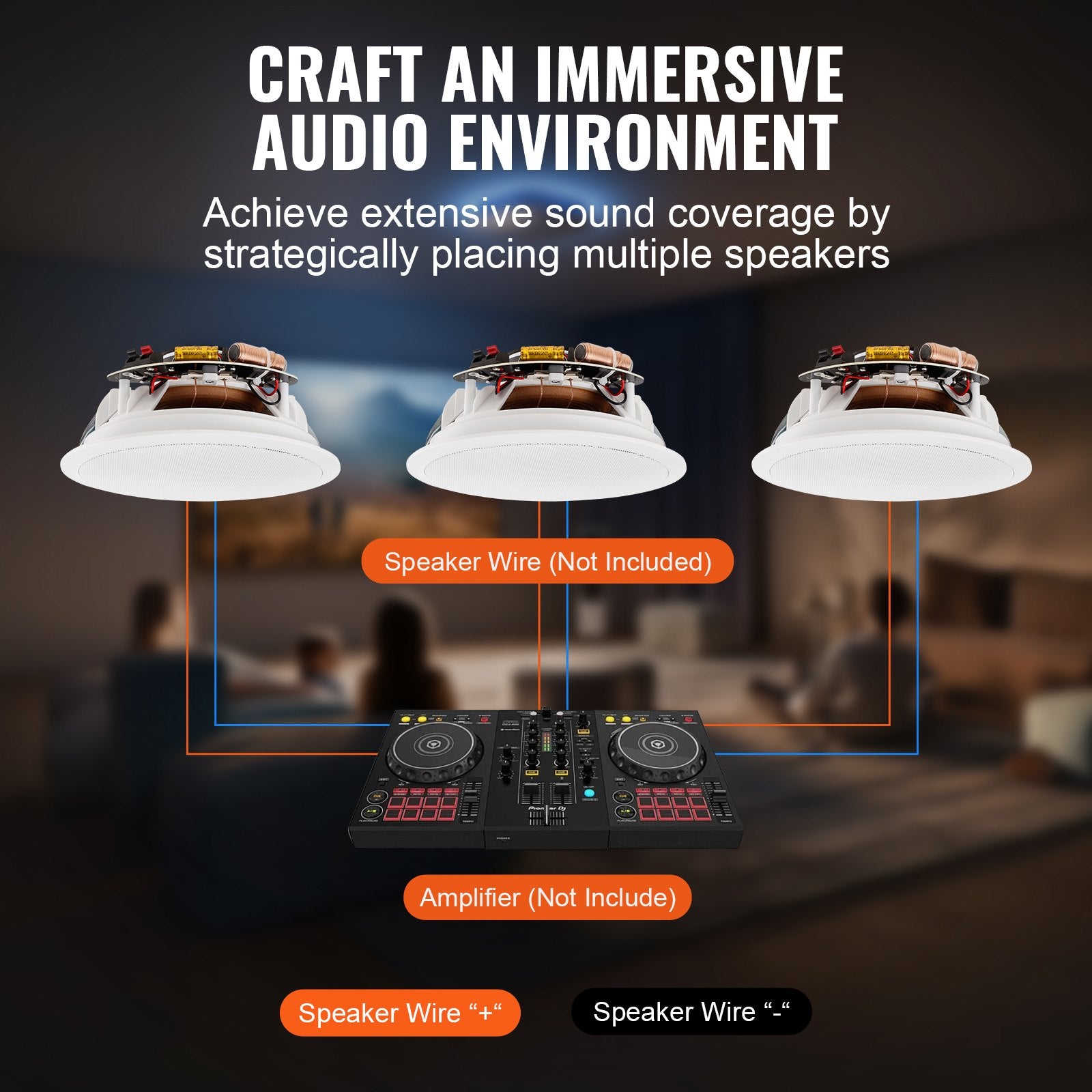 Mouse & Accessories: VEVOR 165.1 mm in Ceiling Speakers, 150-Watts, Flush Mount Ceiling & in-Wall Speakers System with 8ΩImpedance 89dB Sensitivity, for Home Kitchen Living Room Bedroom or Covered Outdoor Porches, Single