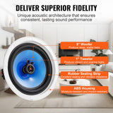 Audio Speakers: VEVOR 2 PCs 203.2 mm in Ceiling Speakers, 50-Watts, Flush Mount Ceiling & in-Wall Speakers System with Impedance 89dB Sensitivity, for Home Kitchen Living Room Bedroom or Covered Outdoor Porches