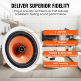 Audio Speakers: VEVOR 4 PCs 203.2 mm in Ceiling Speakers, 100-Watts, Flush Mount Ceiling & in-Wall Speakers System with 8ΩImpedance 89dB Sensitivity, for Home Kitchen Living Room Bedroom or Covered Outdoor Porches