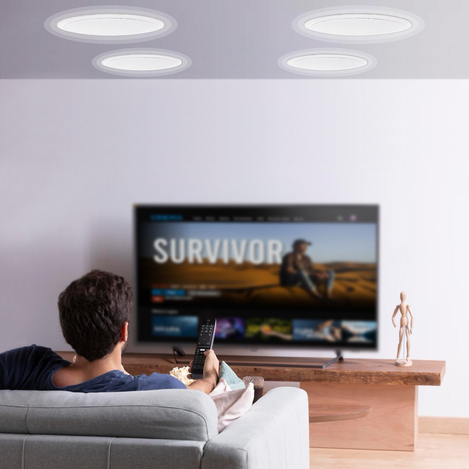 Audio Speakers: VEVOR 4 PCs 203.2 mm in Ceiling Speakers, 100-Watts, Flush Mount Ceiling & in-Wall Speakers System with 8ΩImpedance 89dB Sensitivity, for Home Kitchen Living Room Bedroom or Covered Outdoor Porches