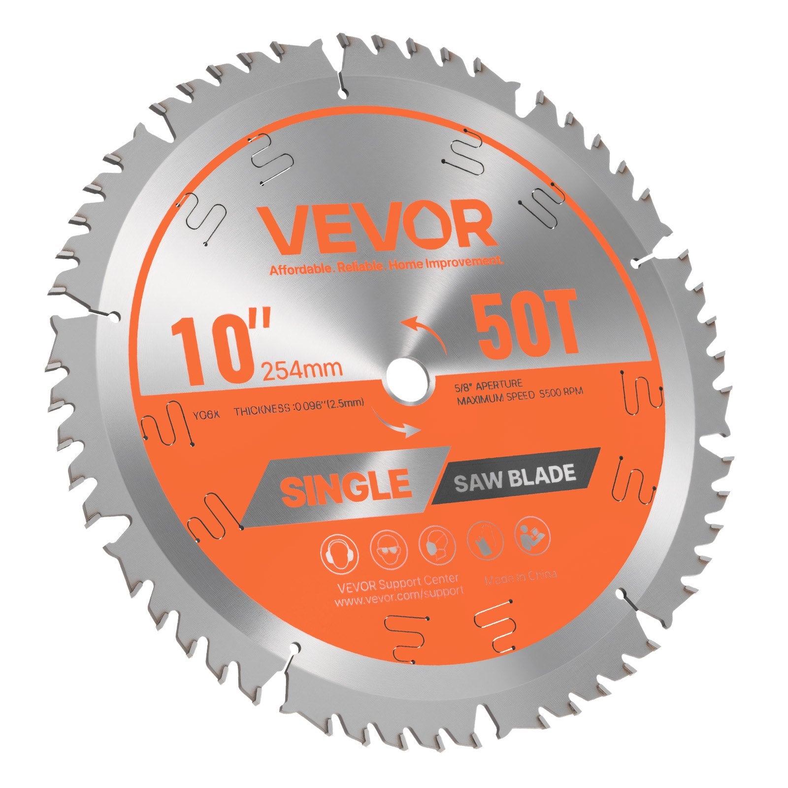 Bicycle Stands & Storage: VEVOR Circular Saw Blade, 254 mm Diameter, 50 Sharp Alloy Teeth, 15.875 mm Arbor, Fine Finish, Wood Cutting Blade for Circular Saw, with Noise-Reducing Heat Vents, for Cutting Plywood, OSB, Hardwood
