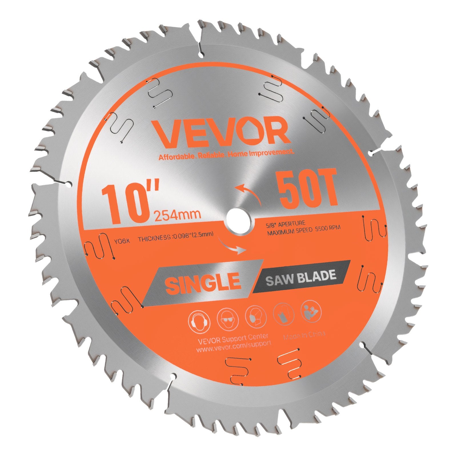 Bicycle Stands & Storage: VEVOR Circular Saw Blade, 254 mm Diameter, 50 Sharp Alloy Teeth, 15.875 mm Arbor, Fine Finish, Wood Cutting Blade for Circular Saw, with Noise-Reducing Heat Vents, for Cutting Plywood, OSB, Hardwood
