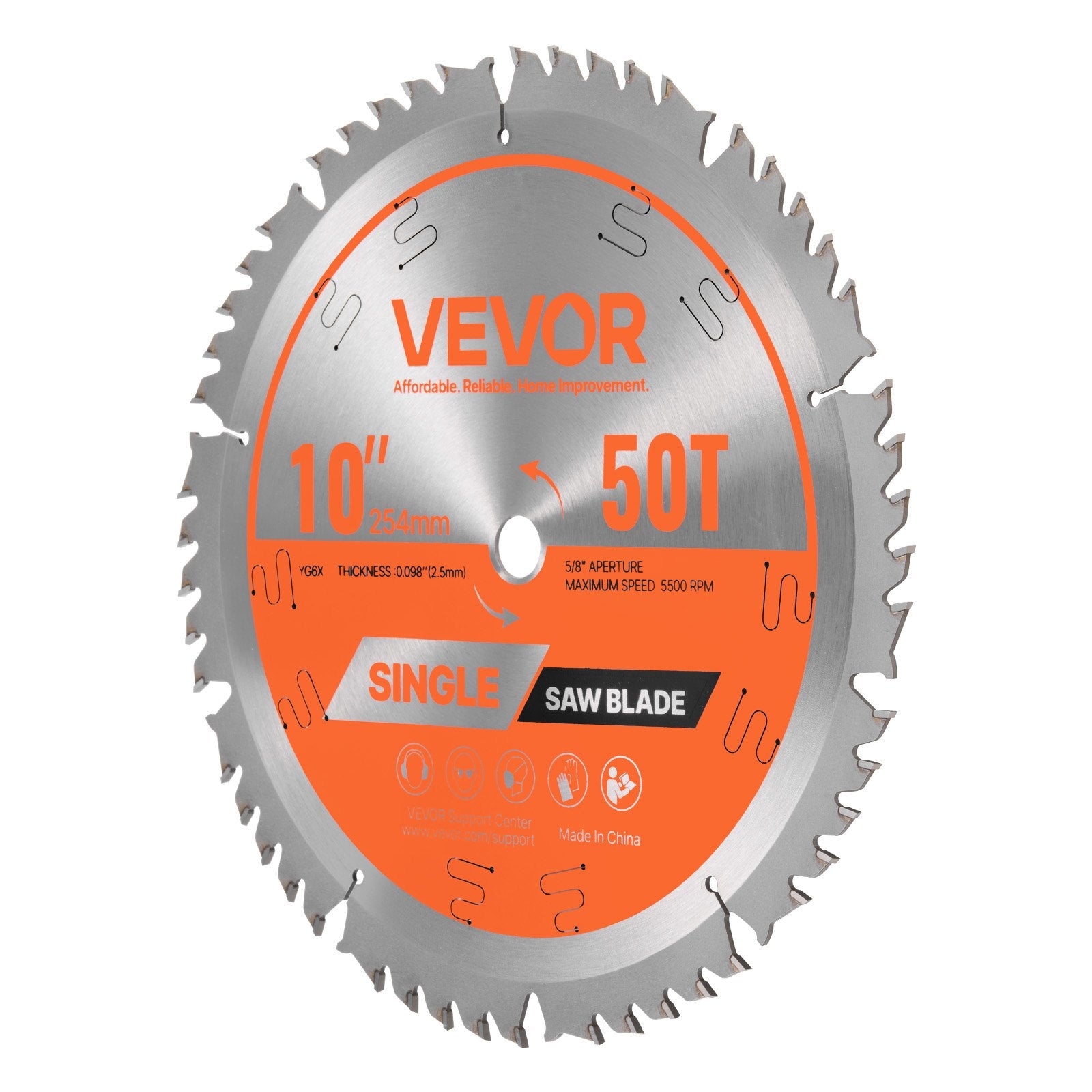 Bicycle Stands & Storage: VEVOR Circular Saw Blade, 254 mm Diameter, 50 Sharp Alloy Teeth, 15.875 mm Arbor, Fine Finish, Wood Cutting Blade for Circular Saw, with Noise-Reducing Heat Vents, for Cutting Plywood, OSB, Hardwood