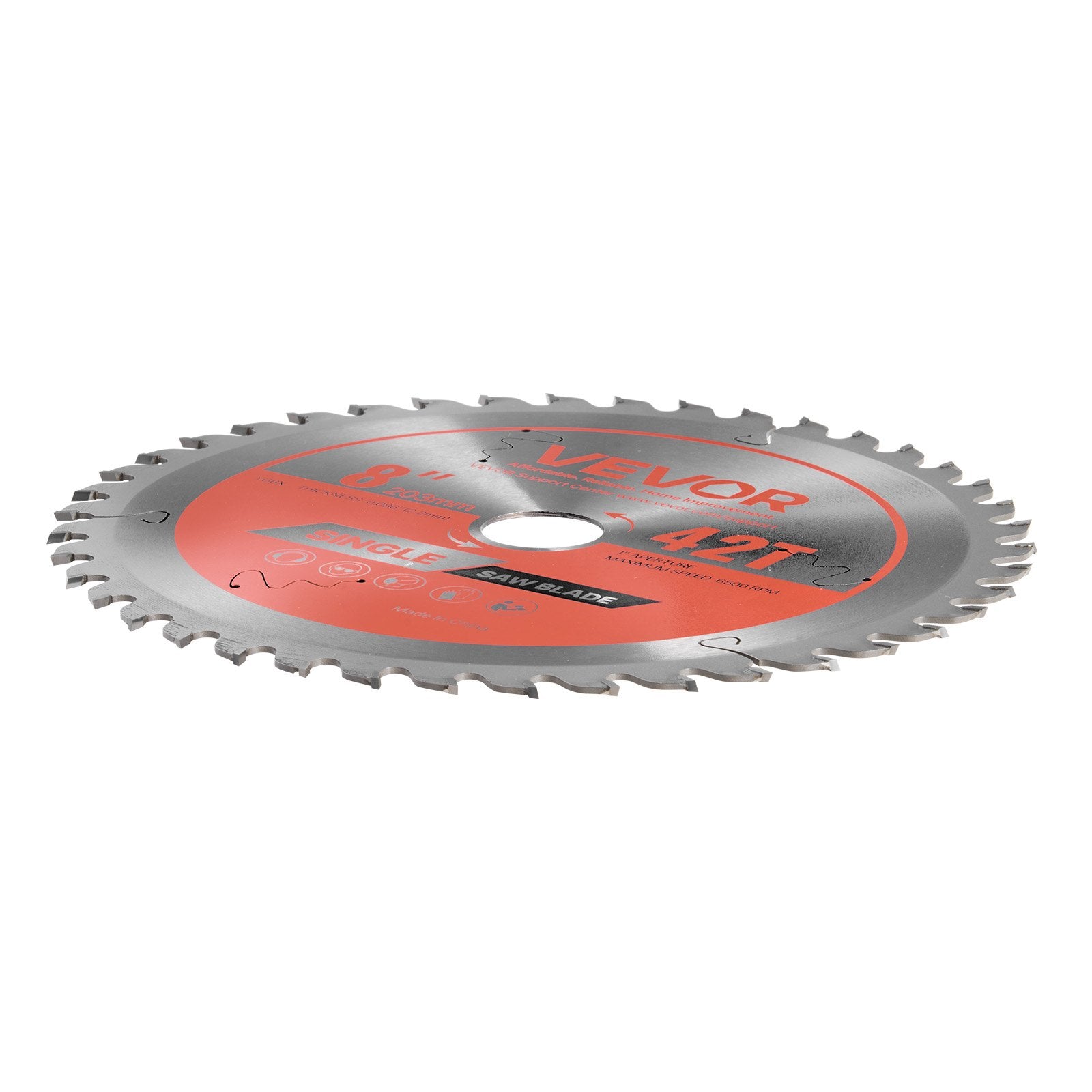 Saw Accessories: VEVOR Circular Saw Blade, 203 mm Diameter, 42 Sharp Alloy Teeth, 25.4mm Arbor, Fine Finish, Wood Cutting Blade for Circular Saw, with Noise-Reducing Heat Vents, for Cutting Plywood, OSB, and Hardwood