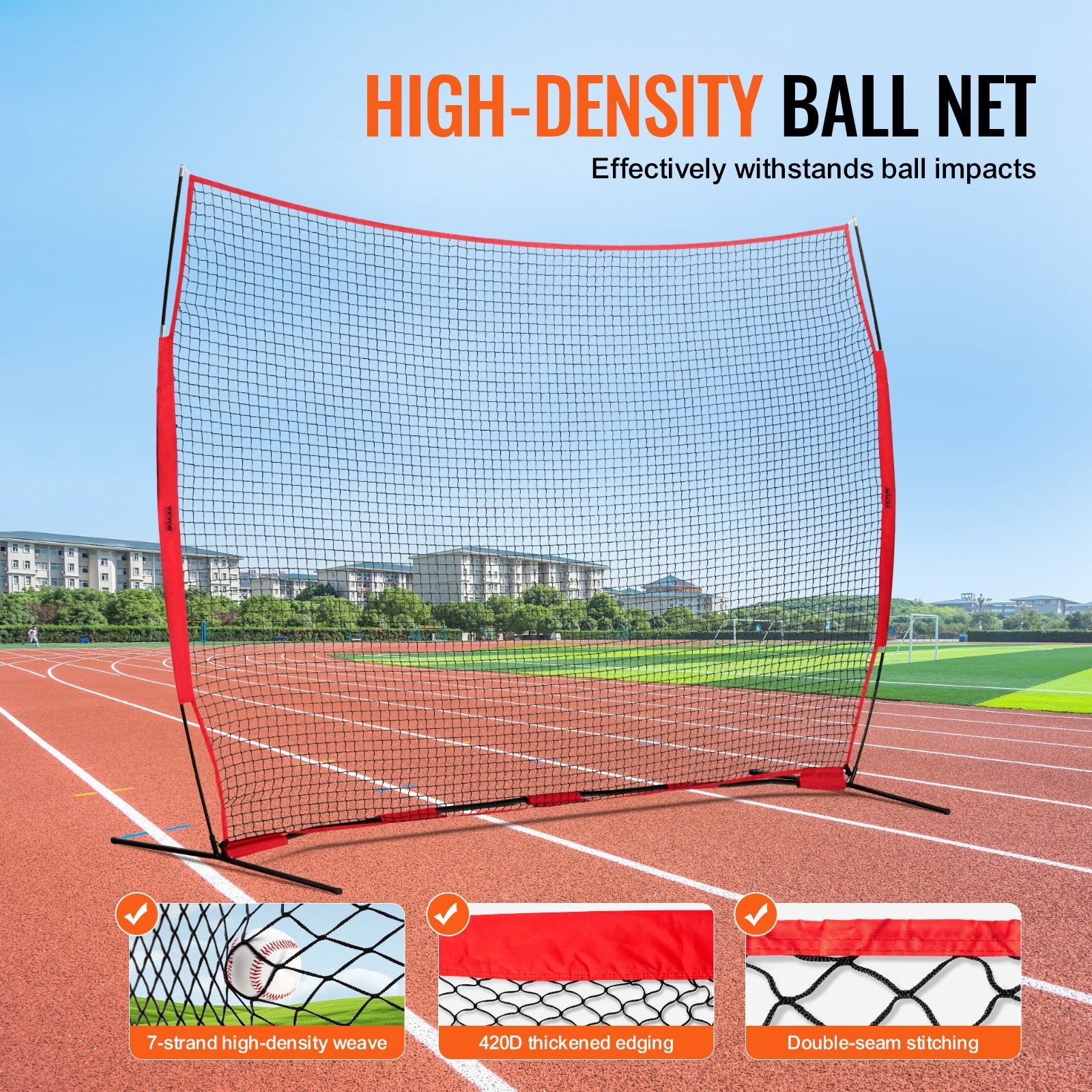 Tents: VEVOR Barricade Backstop Net, 12x9 ft Ball Sports Barrier Netting, Portable Practice Equipment with Carry Bag, Protection Screen for Baseball Softball Lacrosse Soccer Hockey Training, for Backyard