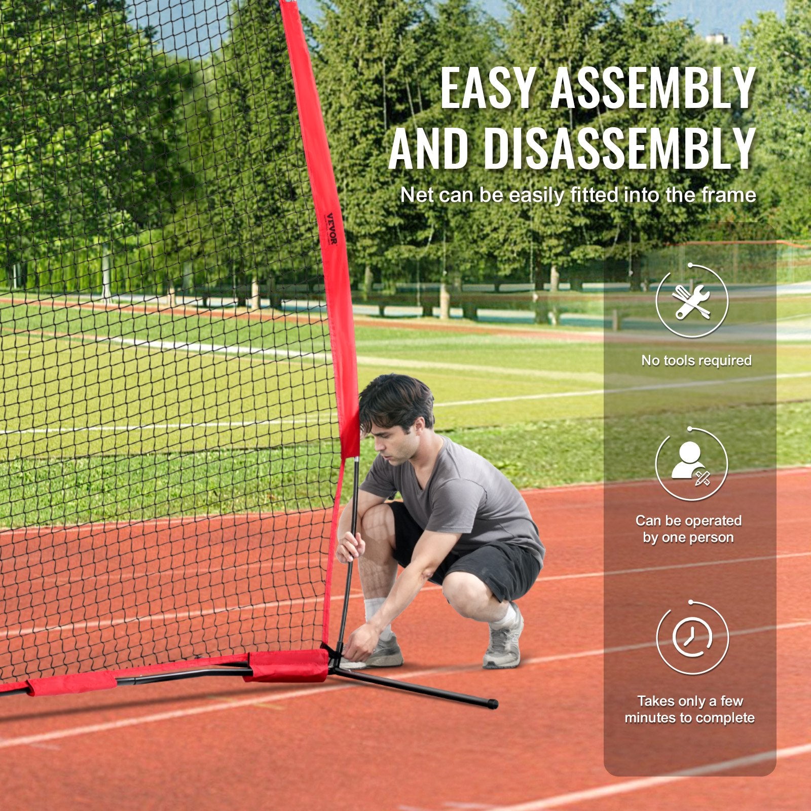 Tents: VEVOR Barricade Backstop Net, 12x9 ft Ball Sports Barrier Netting, Portable Practice Equipment with Carry Bag, Protection Screen for Baseball Softball Lacrosse Soccer Hockey Training, for Backyard