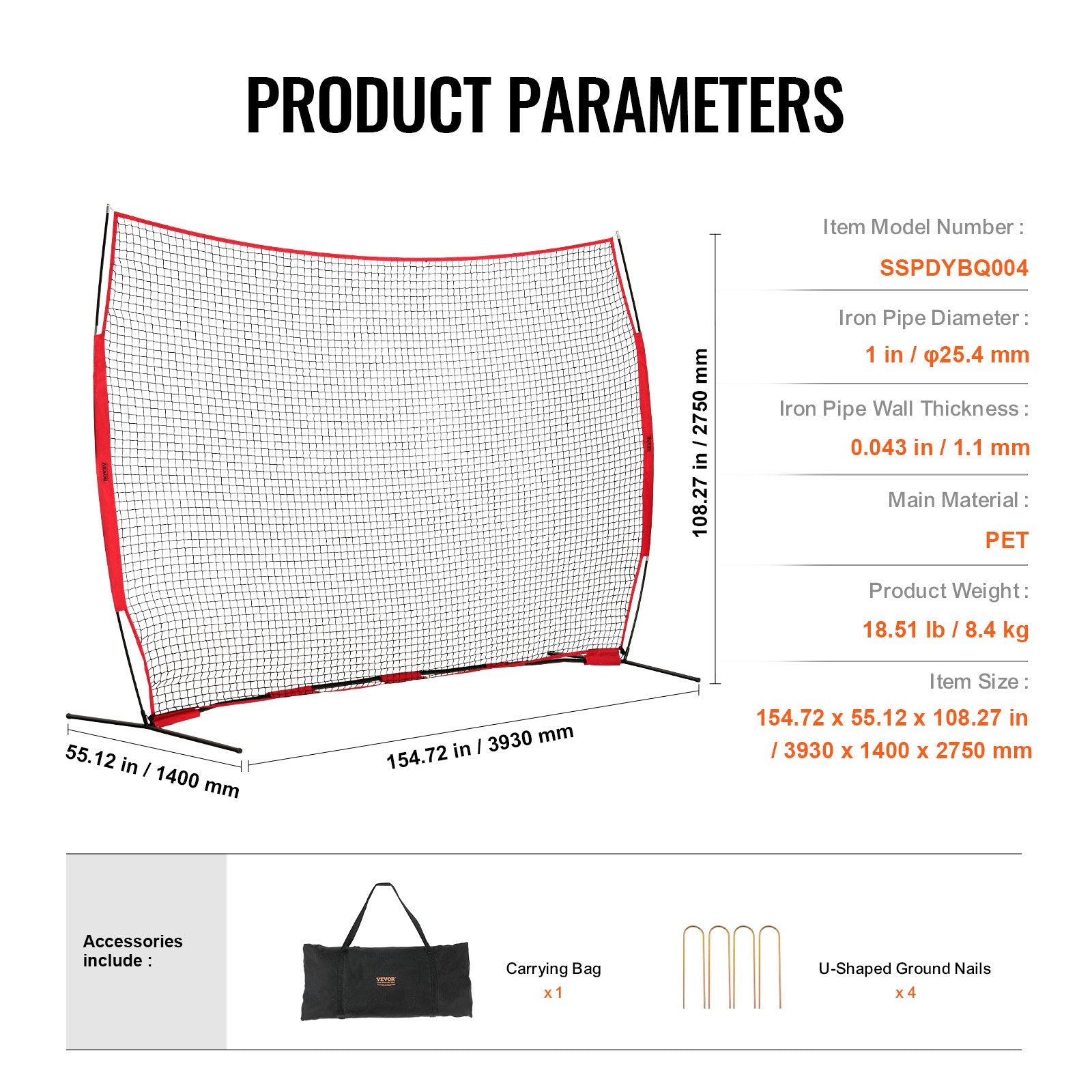 Tents: VEVOR Barricade Backstop Net, 12x9 ft Ball Sports Barrier Netting, Portable Practice Equipment with Carry Bag, Protection Screen for Baseball Softball Lacrosse Soccer Hockey Training, for Backyard