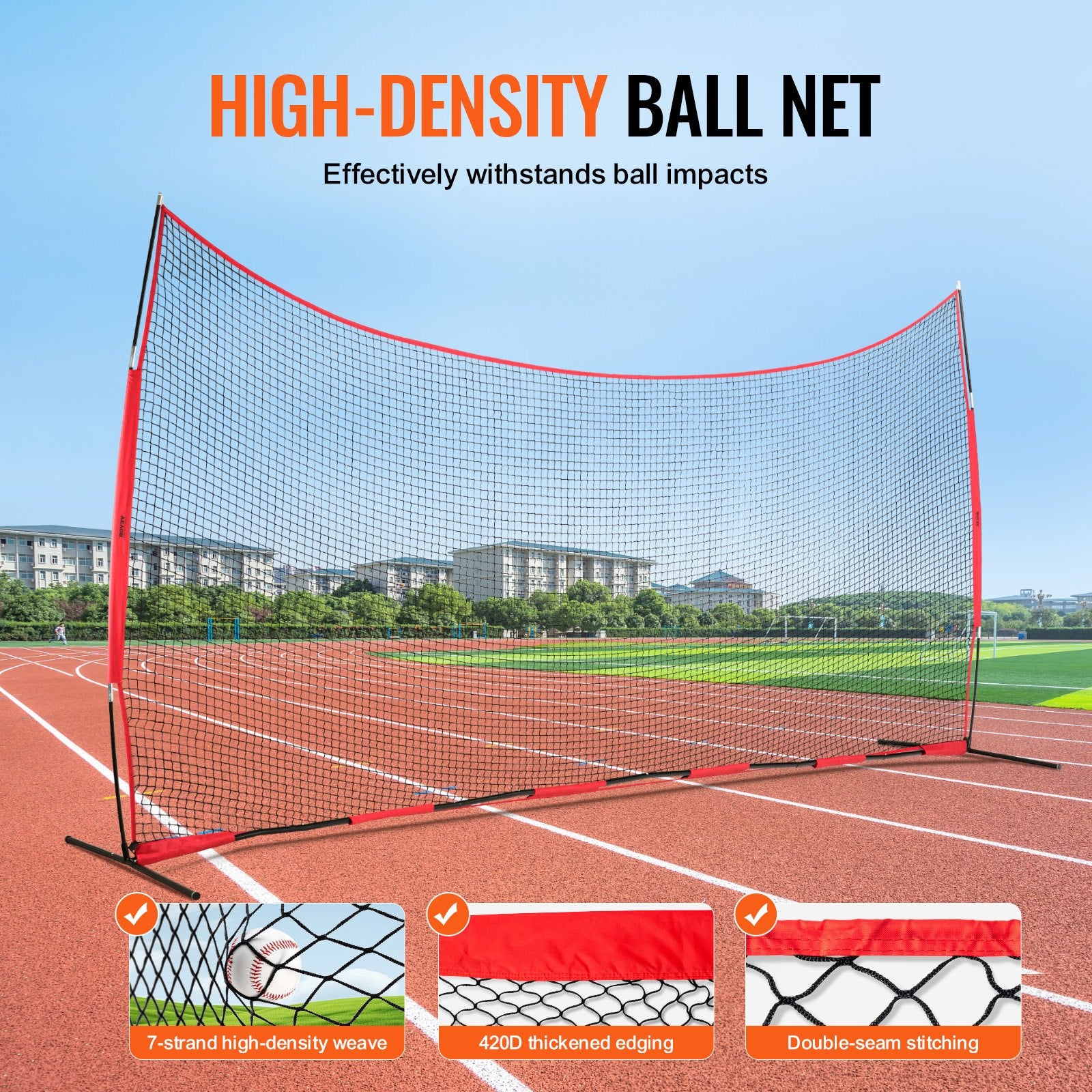 Tents: VEVOR Barricade Backstop Net, 20x10 ft Ball Sports Barrier Netting, Portable Practice Equipment with Carry Bag, Protection Screen for Baseball Softball Lacrosse Soccer Hockey Training, for Backyard