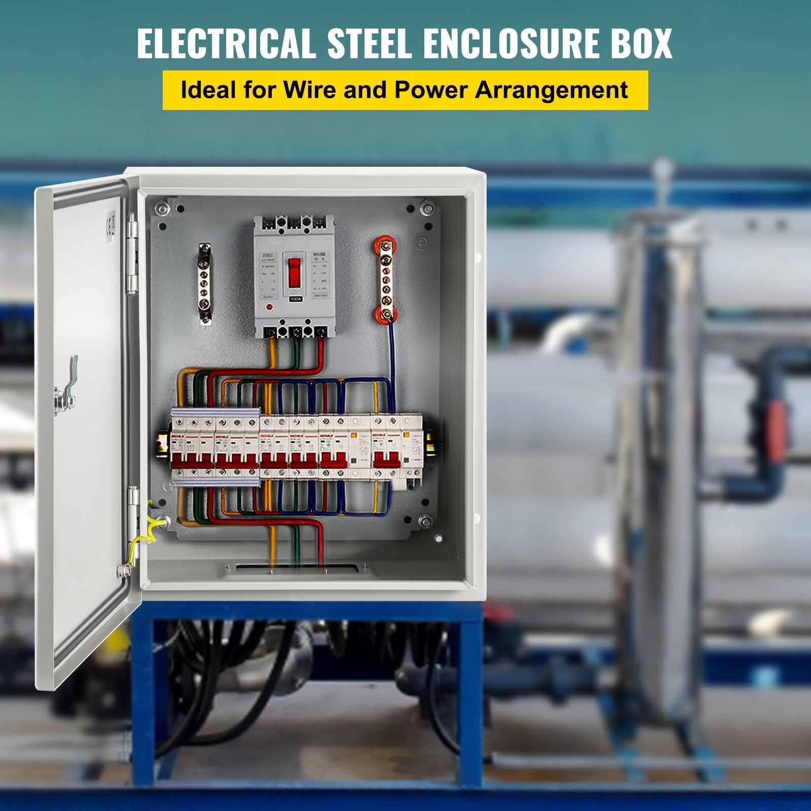 NEMA Steel Enclosure, 25 x 20 x 15 cm NEMA 4X Steel Electrical Box, IP66 Waterproof & Dustproof, Outdoor/Indoor Electrical Junction Box, with Mounting Plate