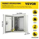Automotive Repair & Speciality Tools: VEVOR NEMA Steel Enclosure, 25 x 20 x 15 cm NEMA 4X Steel Electrical Box, IP66 Waterproof & Dustproof, Outdoor/Indoor Electrical Junction Box, with Mounting Plate