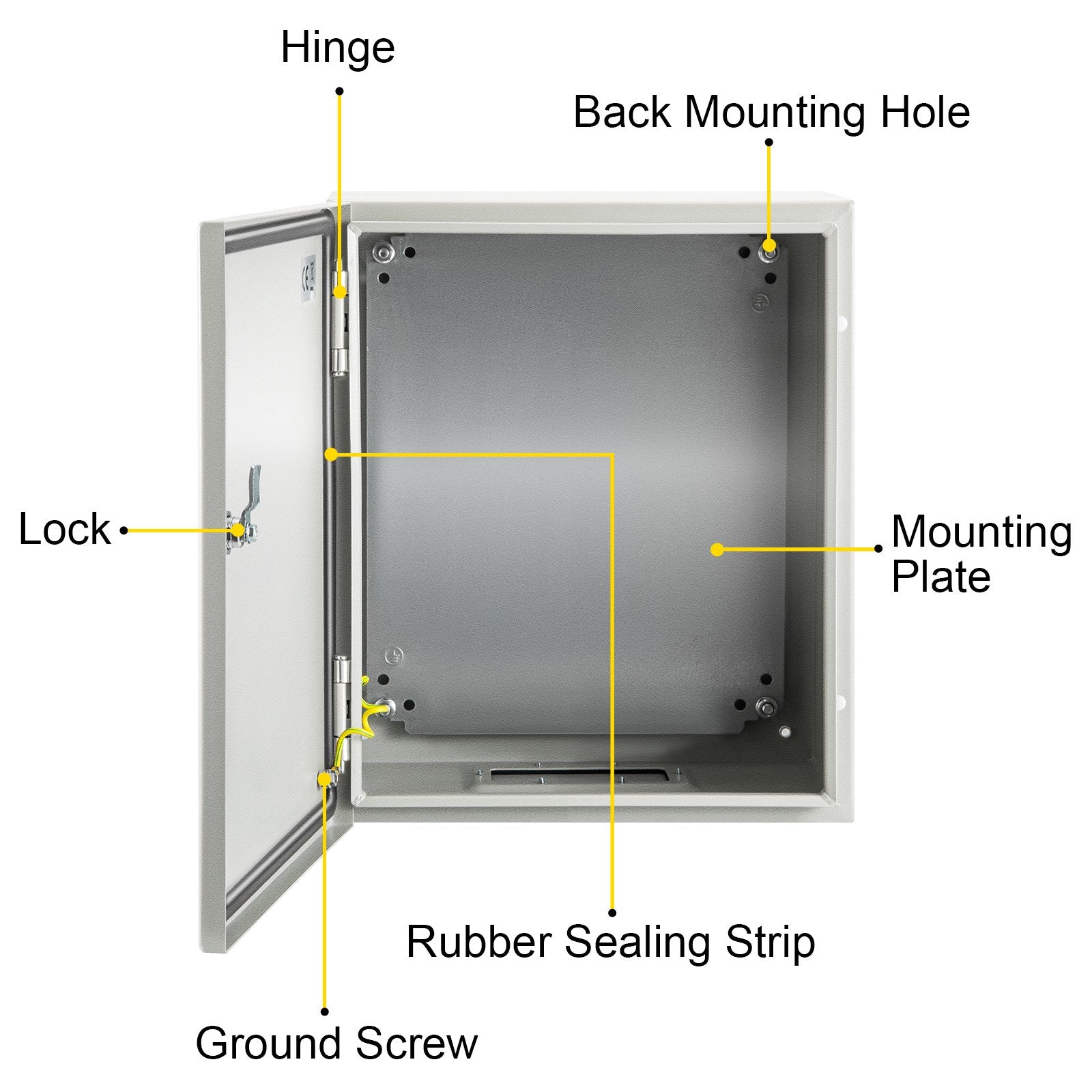 NEMA Steel Enclosure, 25 x 20 x 15 cm NEMA 4X Steel Electrical Box, IP66 Waterproof & Dustproof, Outdoor/Indoor Electrical Junction Box, with Mounting Plate
