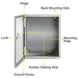 Automotive Repair & Speciality Tools: VEVOR NEMA Steel Enclosure, 25 x 20 x 15 cm NEMA 4X Steel Electrical Box, IP66 Waterproof & Dustproof, Outdoor/Indoor Electrical Junction Box, with Mounting Plate