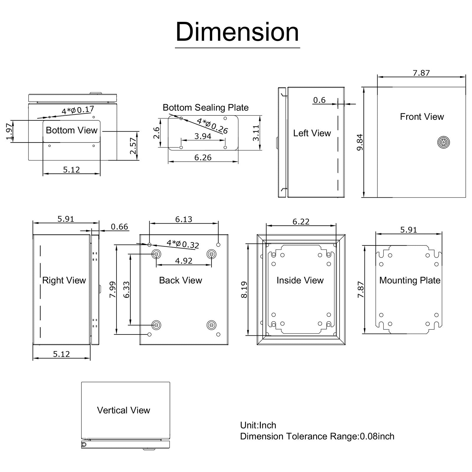 NEMA Steel Enclosure, 25 x 20 x 15 cm NEMA 4X Steel Electrical Box, IP66 Waterproof & Dustproof, Outdoor/Indoor Electrical Junction Box, with Mounting Plate