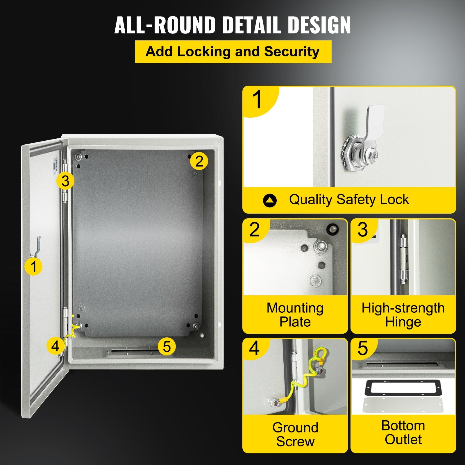 Automotive Repair & Speciality Tools: VEVOR NEMA Steel Enclosure ,12 x 8 x 6\'\' NEMA 4X Steel Electrical Box, IP66 Waterproof & Dustproof, Outdoor/Indoor Electrical Junction Box, with Mounting Plate