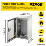 Automotive Repair & Speciality Tools: VEVOR NEMA Steel Enclosure ,12 x 8 x 6\'\' NEMA 4X Steel Electrical Box, IP66 Waterproof & Dustproof, Outdoor/Indoor Electrical Junction Box, with Mounting Plate