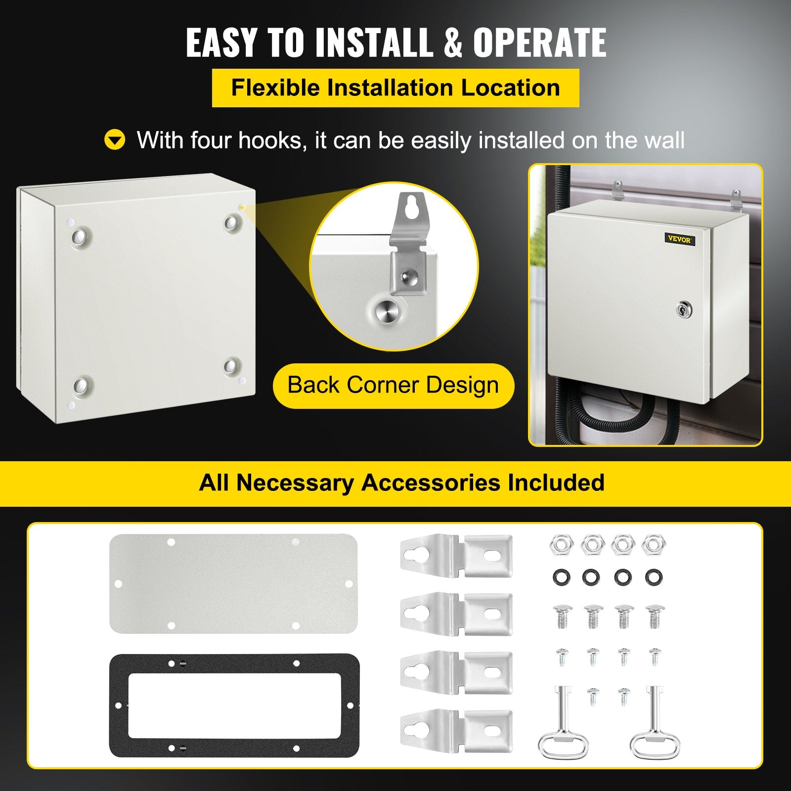 Automotive Repair & Speciality Tools: VEVOR NEMA Steel Enclosure, 12 x 12 x 6''steel electrical box
electrical enclosur NEMA 4X Steel Electrical Box, IP66 Waterproof & Dustproof, Outdoor/Indoor Electrical Junction Box, with Mounting Plat