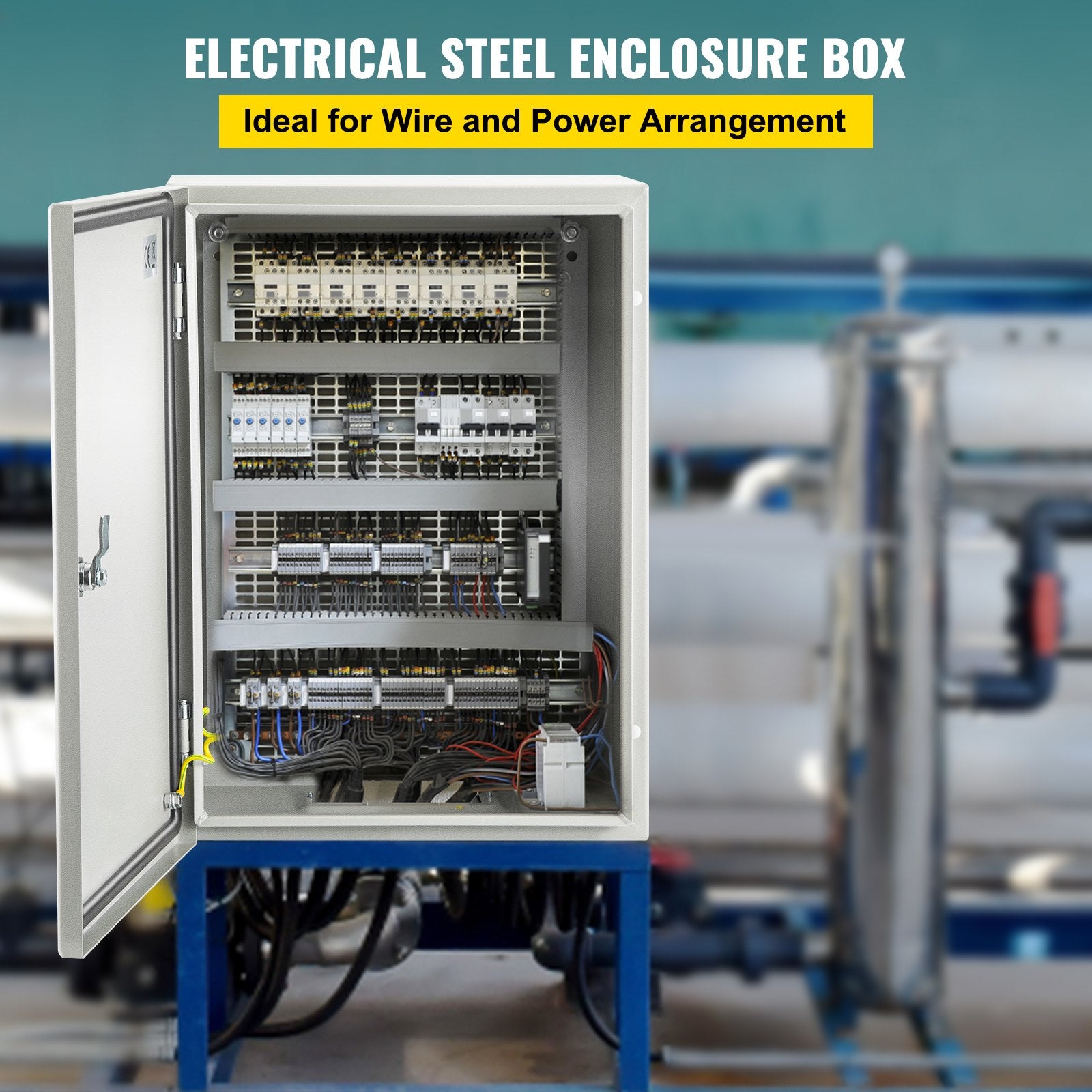 Steel Electrical Box 16'' x 12'' x 8'' Electrical Enclosure Box, Carbon Steel Hinged Junction Box, IP65 Weatherproof Metal Box Wall-Mounted Electronic Equipment Enclosure Box with Mounting Plate