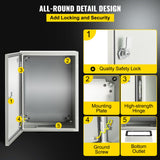 Automotive Repair & Speciality Tools: VEVOR Steel Electrical Box 16'' x 12'' x 8'' Electrical Enclosure Box, Carbon Steel Hinged Junction Box, IP65 Weatherproof Metal Box Wall-Mounted Electronic Equipment Enclosure Box with Mounting Plate