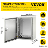 Automotive Repair & Speciality Tools: VEVOR Steel Electrical Box 16'' x 12'' x 8'' Electrical Enclosure Box, Carbon Steel Hinged Junction Box, IP65 Weatherproof Metal Box Wall-Mounted Electronic Equipment Enclosure Box with Mounting Plate