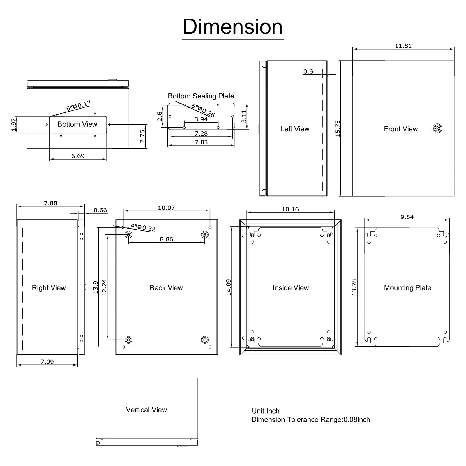 Steel Electrical Box 16'' x 12'' x 8'' Electrical Enclosure Box, Carbon Steel Hinged Junction Box, IP65 Weatherproof Metal Box Wall-Mounted Electronic Equipment Enclosure Box with Mounting Plate